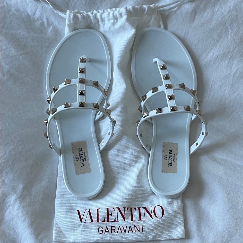 Valentino Garavani White Rockstud Sandals